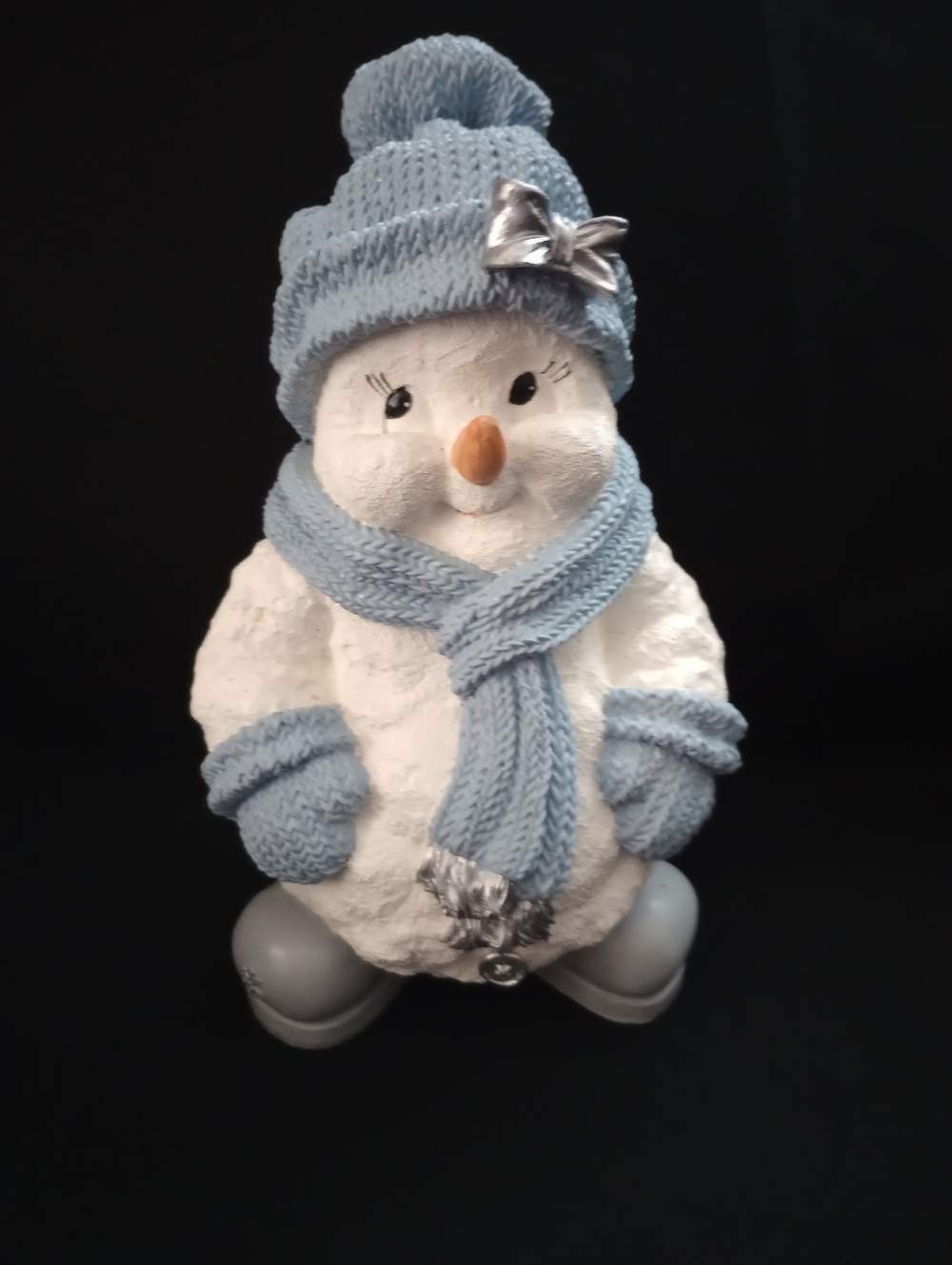 Encore Snow Buddies Blue & White Resin Snowman Figurine @1999
